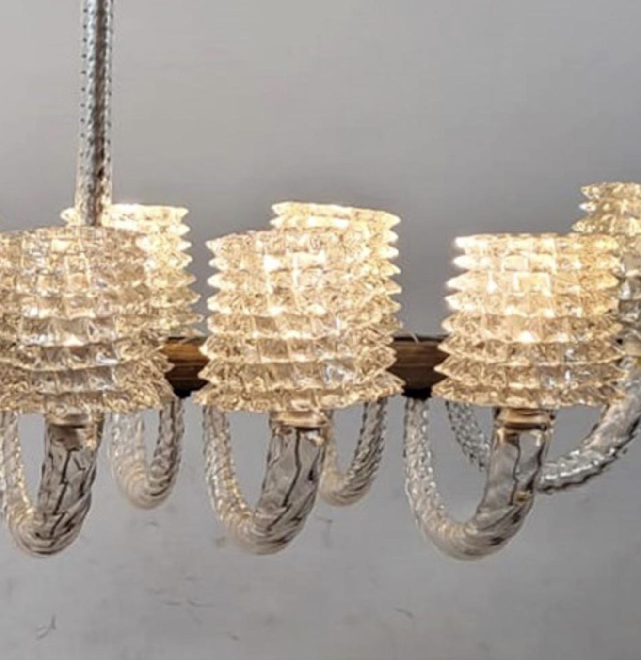 Rostrato Glass Chandelier By Ercole Barovier, Italy, 1940s photo 7010.0