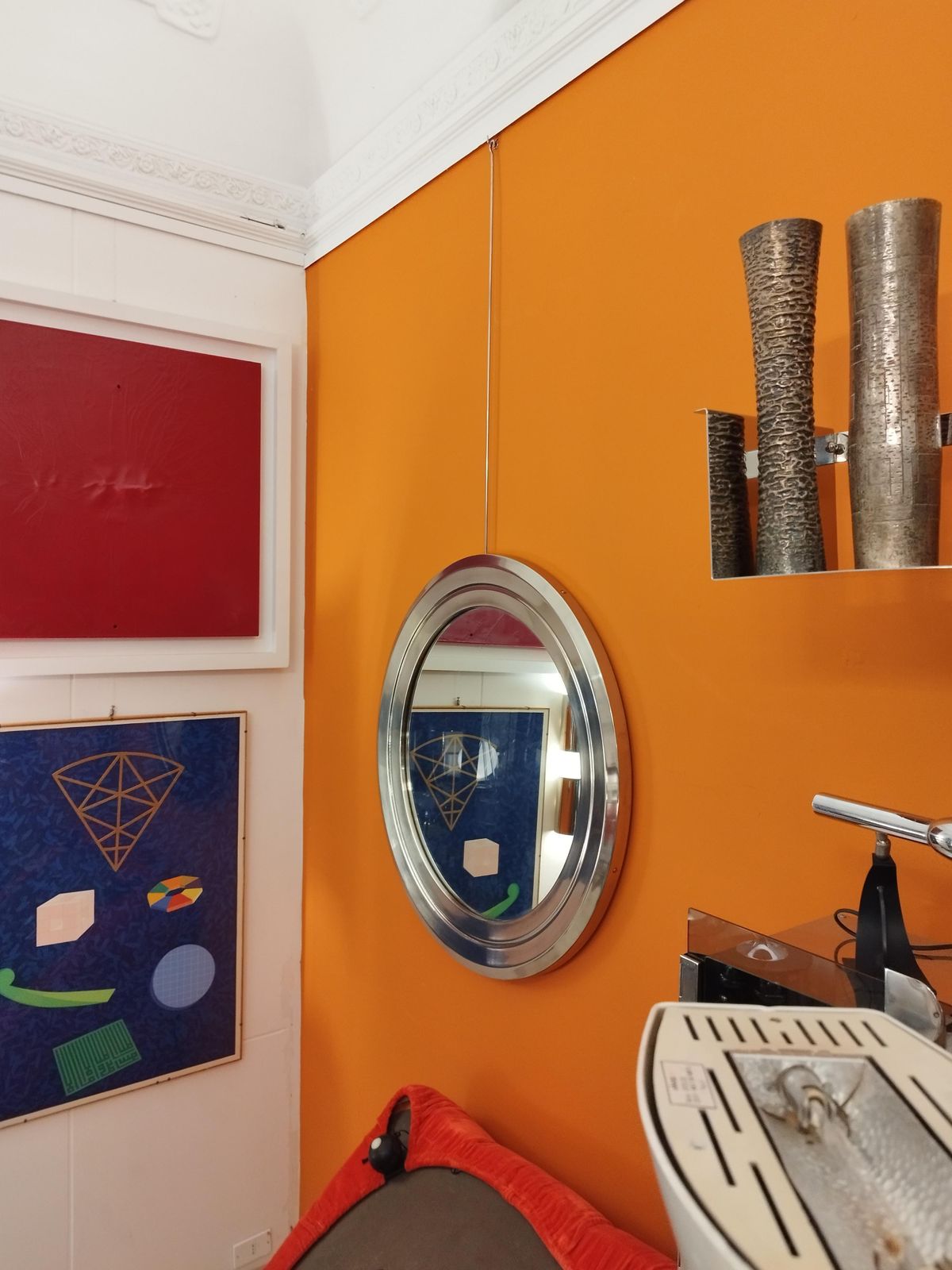Sergio Mazza Round Wall Mirror, Italy, 1960s photo vinterior