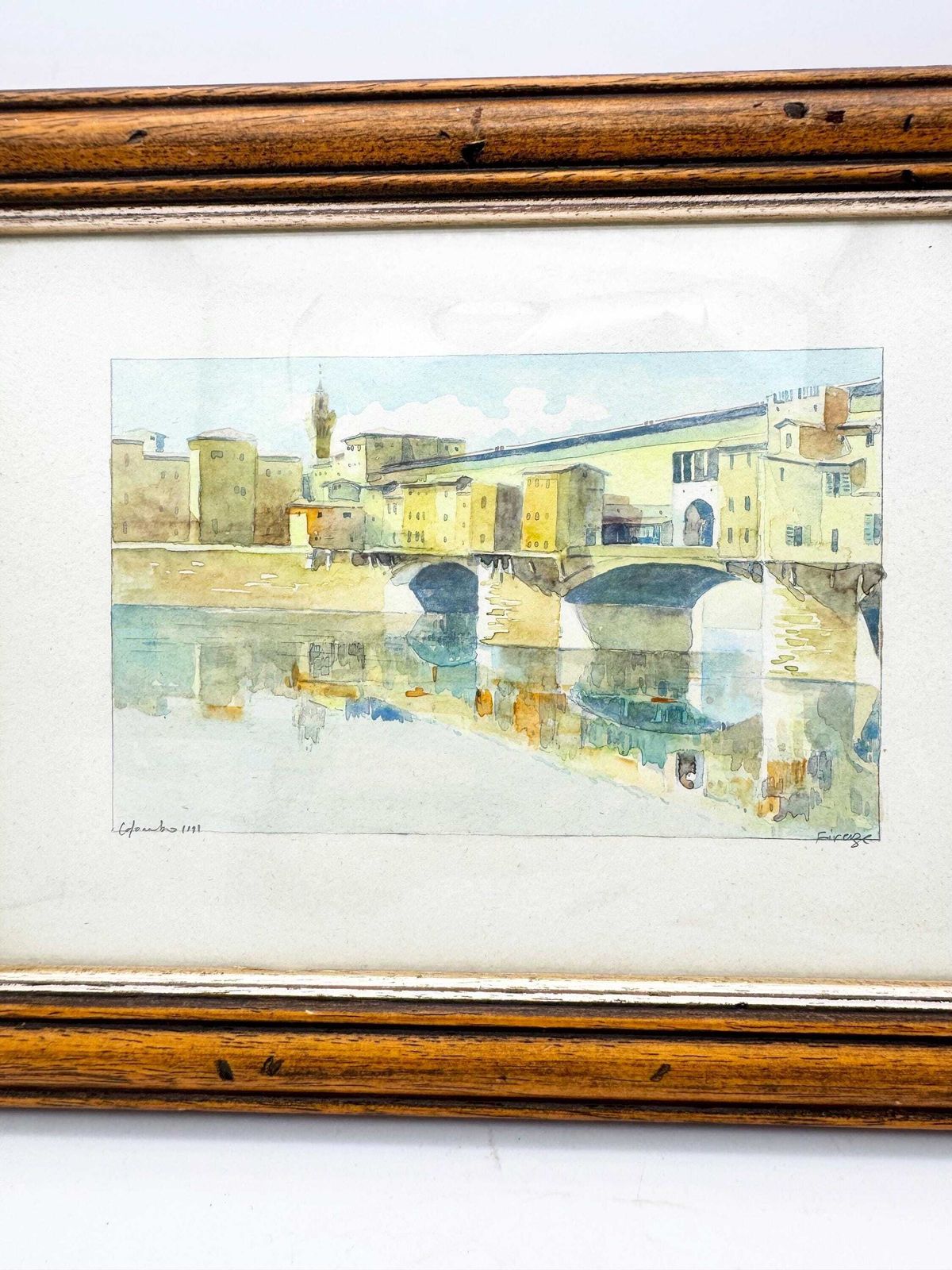 Original Watercolour Of Firenze, Ponte Vecchio Picture photo Art