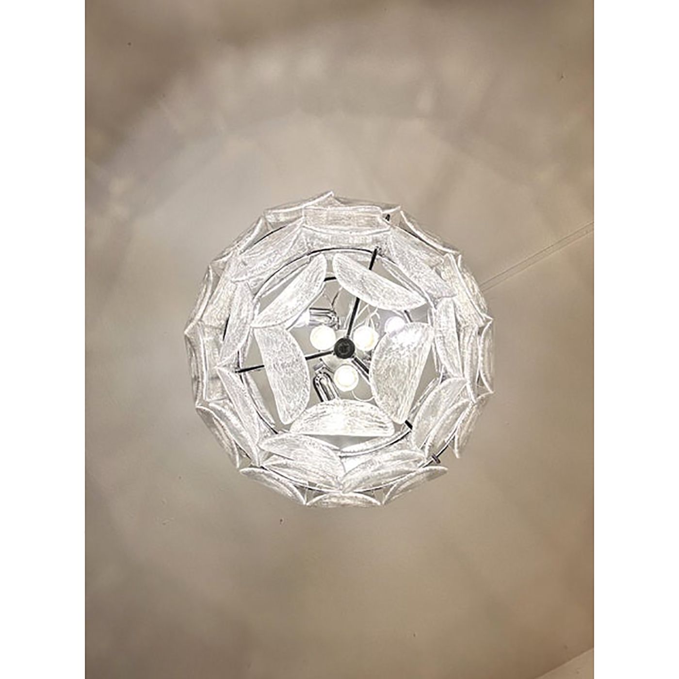 Contemporary Modern Clear "Petals" Murano Style Glass Chandelier photo for sale