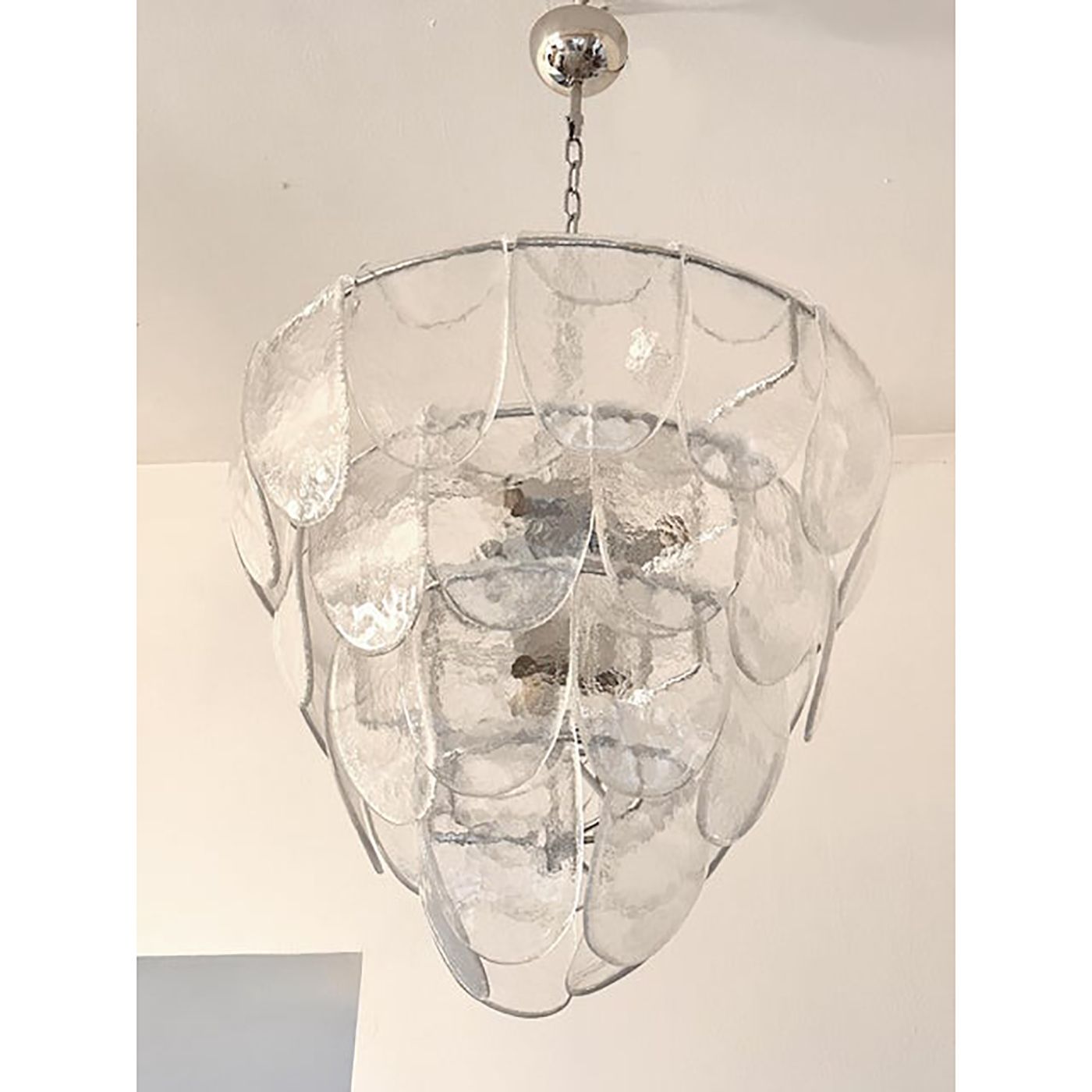 Contemporary Modern Clear "Petals" Murano Style Glass Chandelier photo 9599.98