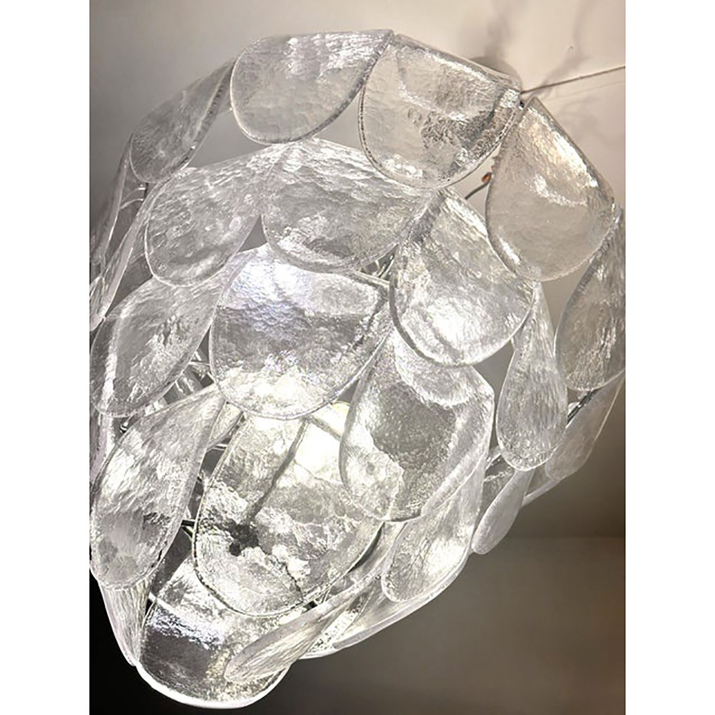 Contemporary Modern Clear "Petals" Murano Style Glass Chandelier photo vinterior