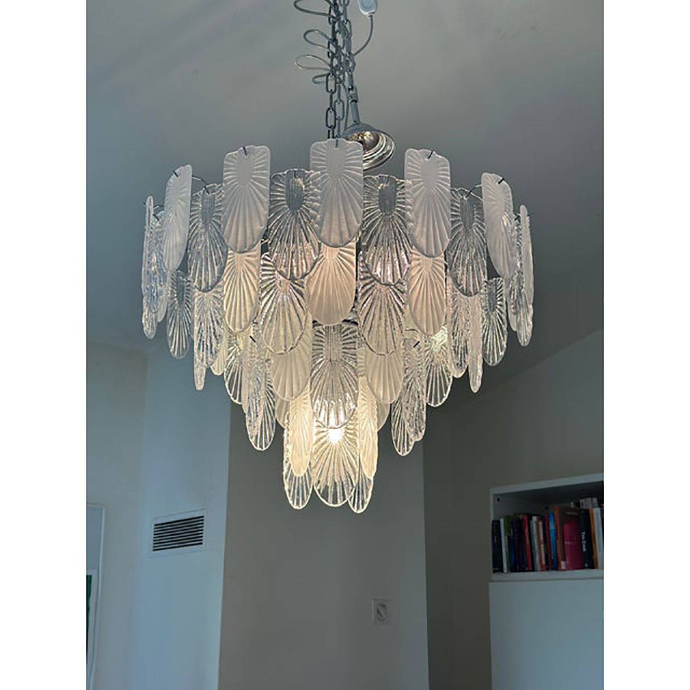 Italian Murano Style Glass Chandelier Clear And Frosted Art Deco photo vinterior