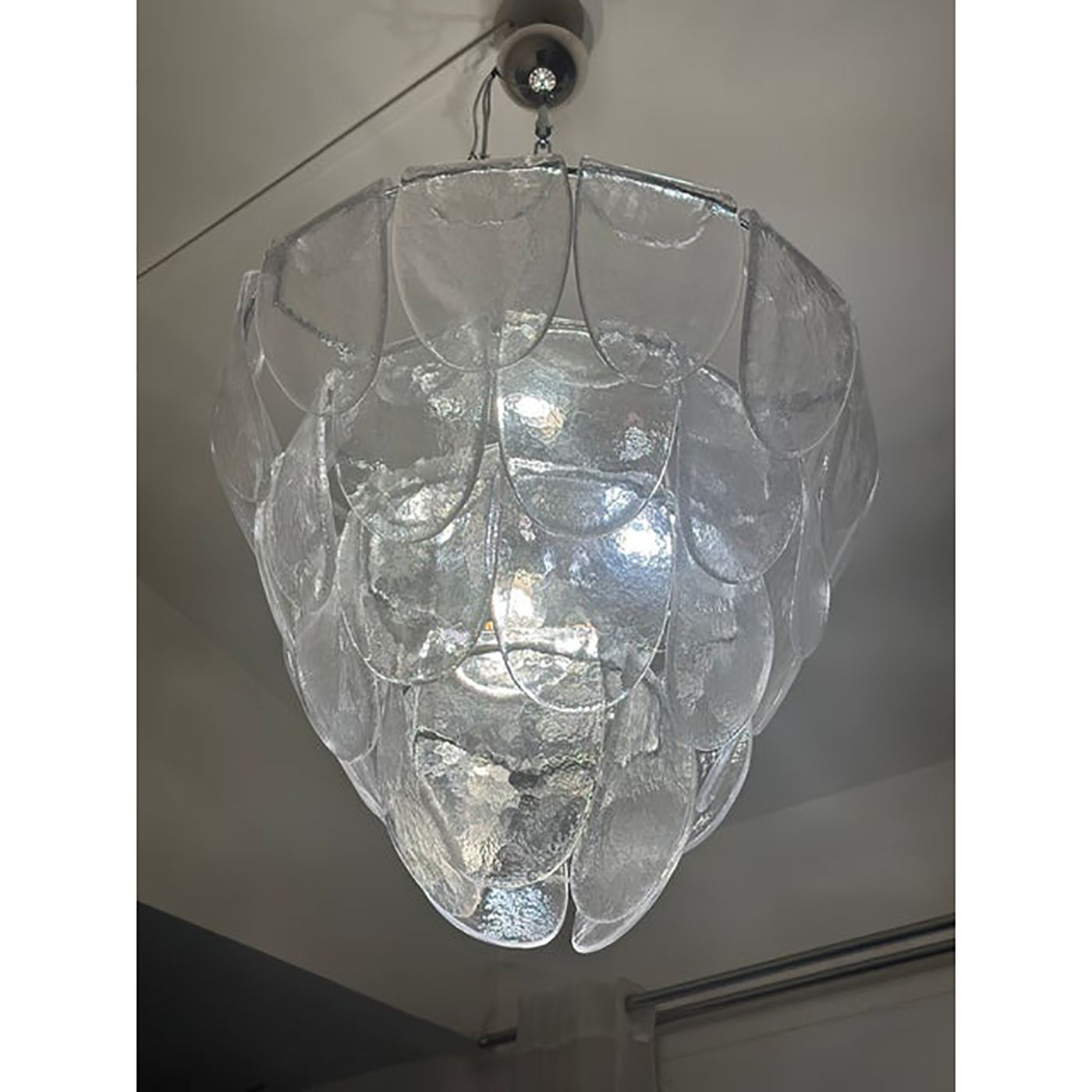 Contemporary Modern Clear "Petals" Murano Style Glass Chandelier photo for sale