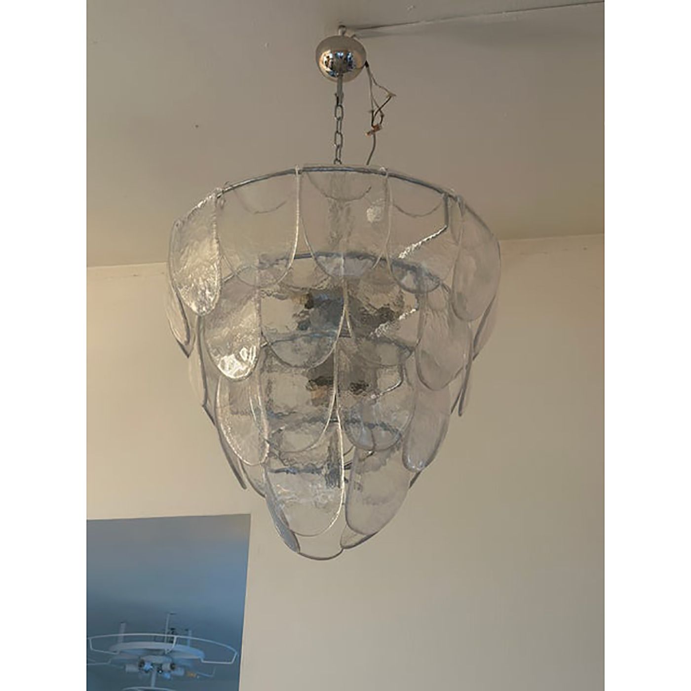 Contemporary Modern Clear "Petals" Murano Style Glass Chandelier photo 8799.99