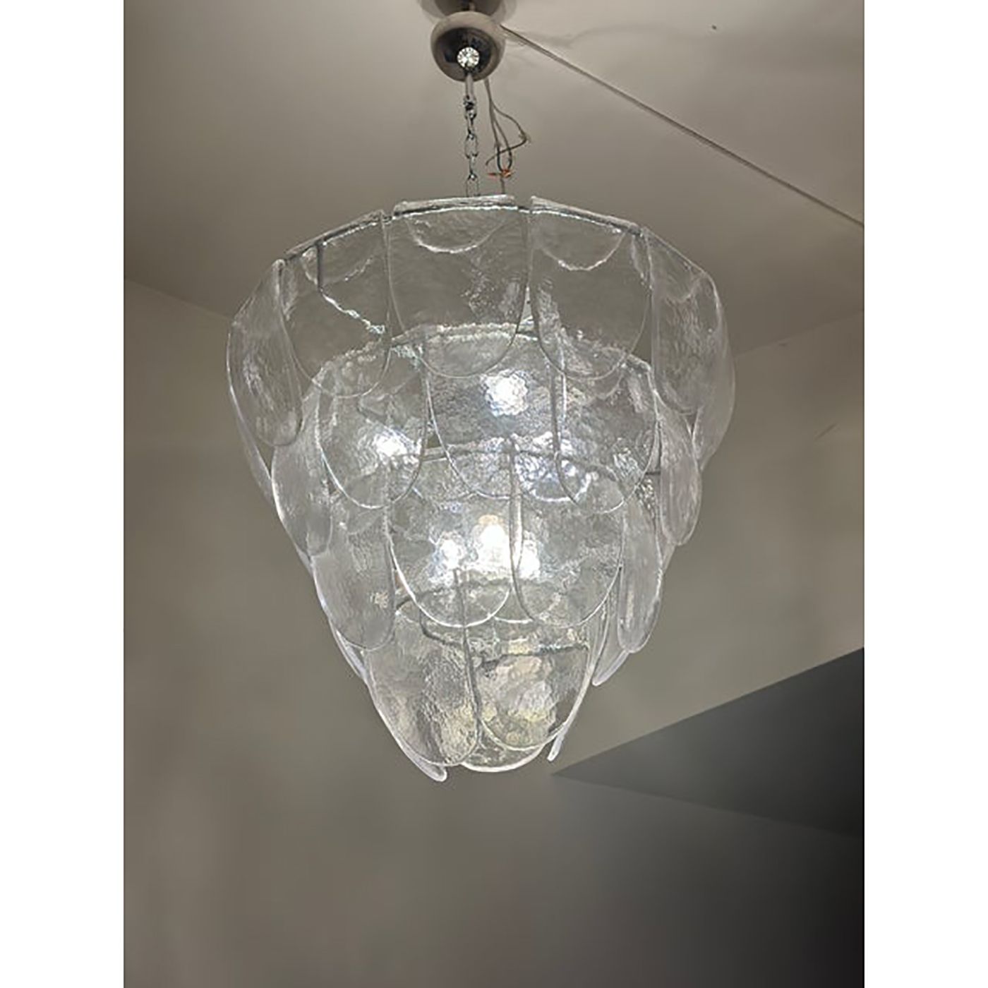 Contemporary Modern Clear "Petals" Murano Style Glass Chandelier photo buy