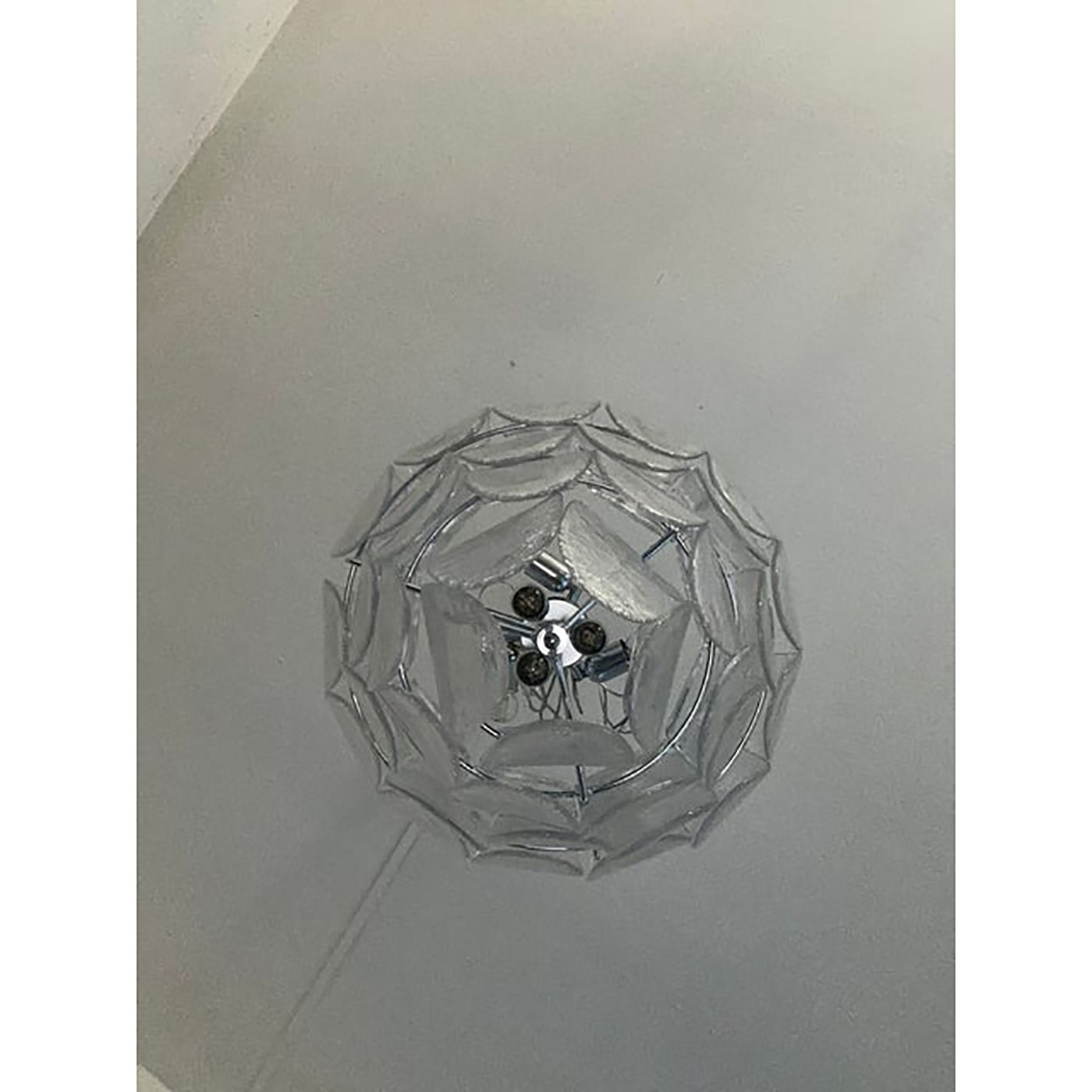 Contemporary Modern Clear "Petals" Murano Style Glass Chandelier photo vintage