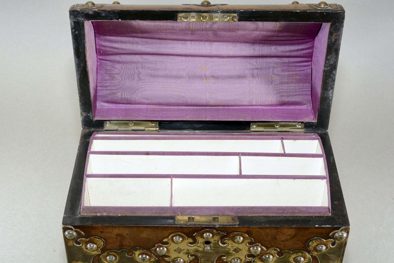 A Victorian Gothic Revival Desk Top Stationary Box. Made From Figured Walnut With Brass photo 490.0