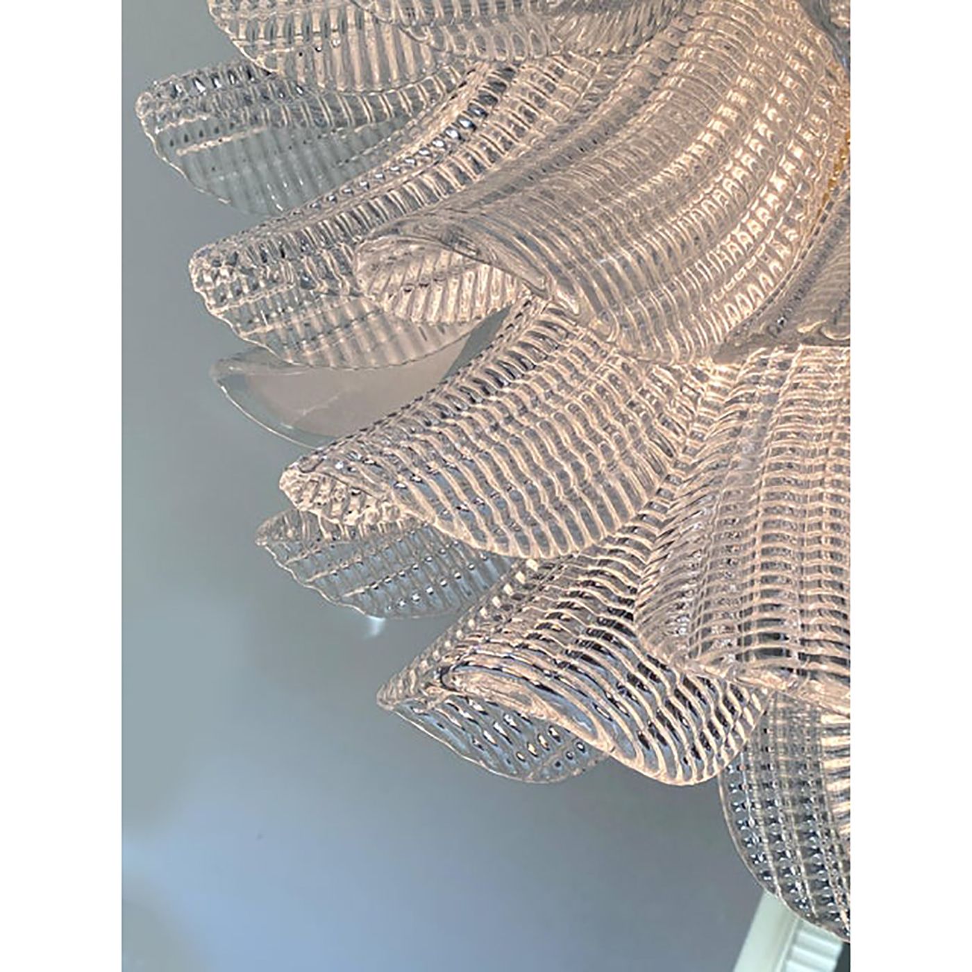 Contemporary Murano Style Glass "Sella" Chandelier With Gold 24k Metal Frame In Mazzega Style photo furniture