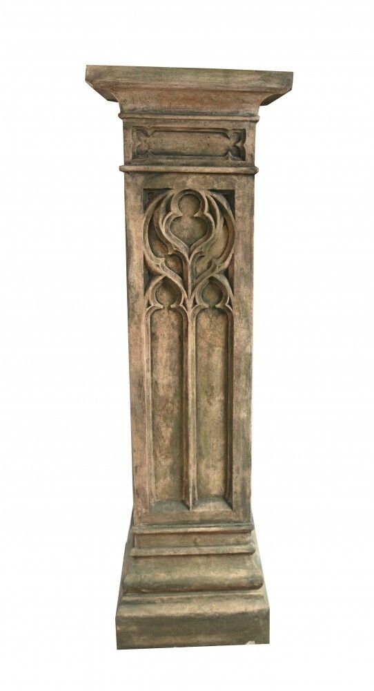 English Gothic Pedestal Column Garden Stone Table photo vintage