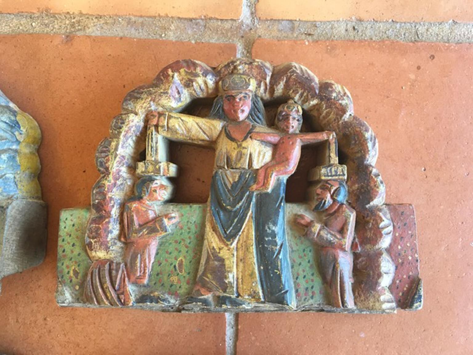Italy Sicily Late 19th Century Set Of 4 Kitchen Wooden Tiles With Rural Scenes photo furniture