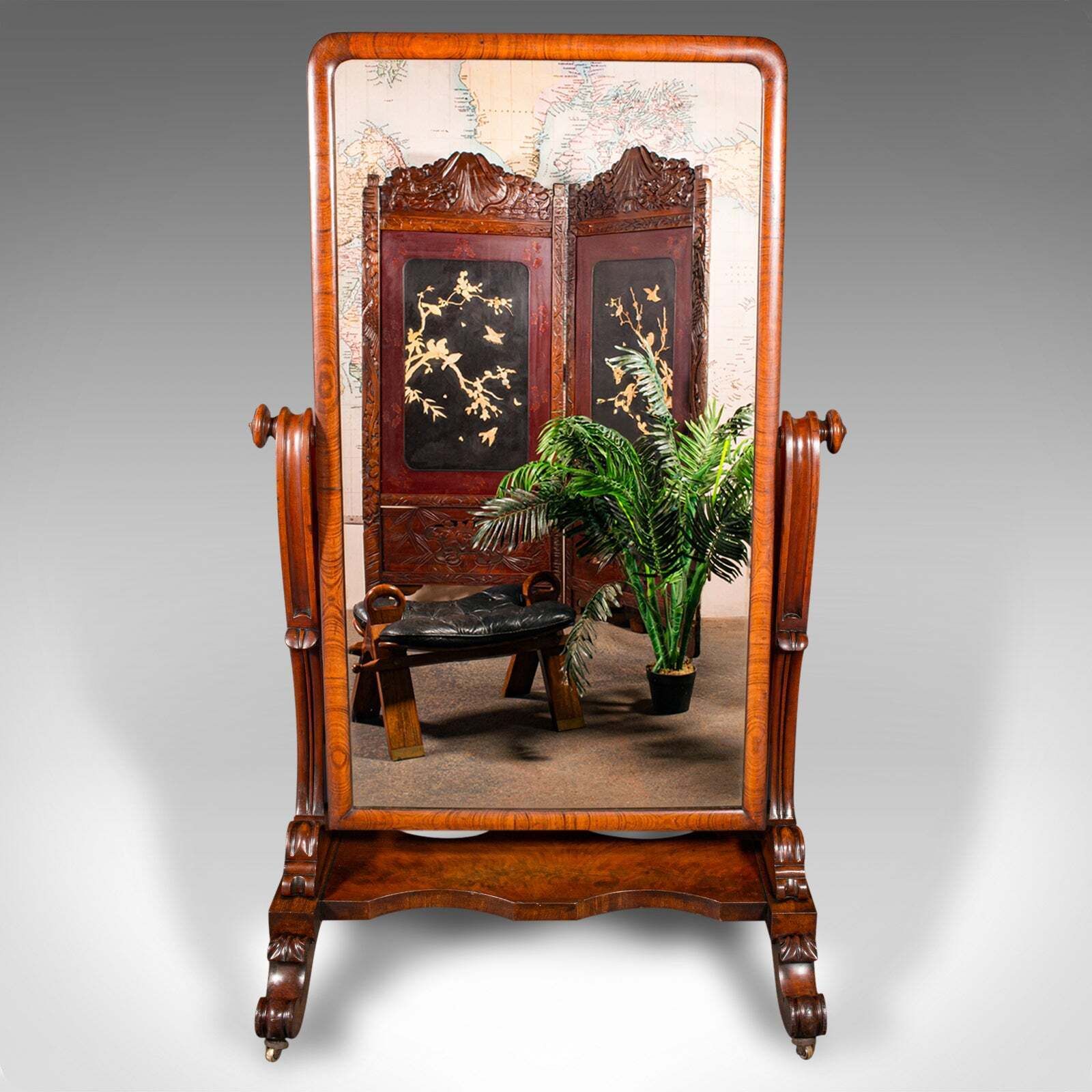 Tall Antique Gentleman’s Outfitters Dressing Mirror, Cheval, Victorian, C.1840 photo furniture