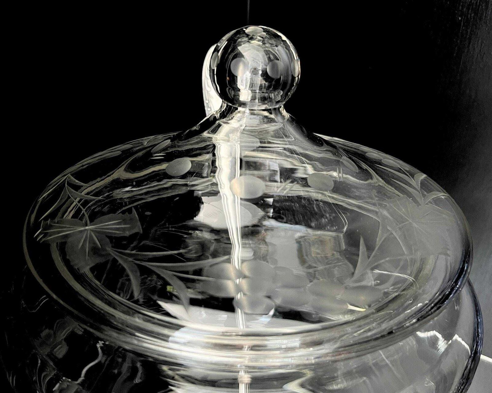 Kristallen Punchkom | 1 Grote Kom Met Deksel | Druivengraveringen photo Woonaccessoires