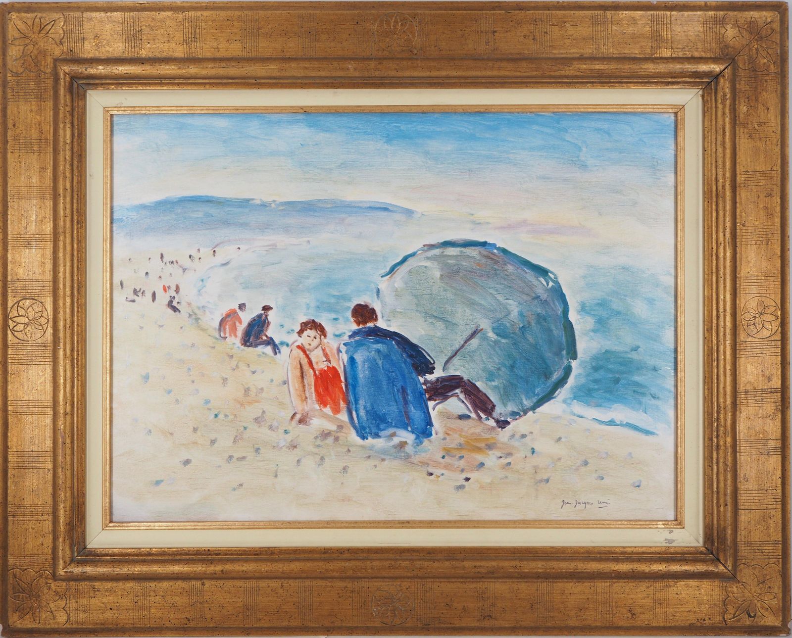 Jean Jacques Rene Normandy : Sunny Day In Dieppe   Original Oil On Canvas, Hansigned