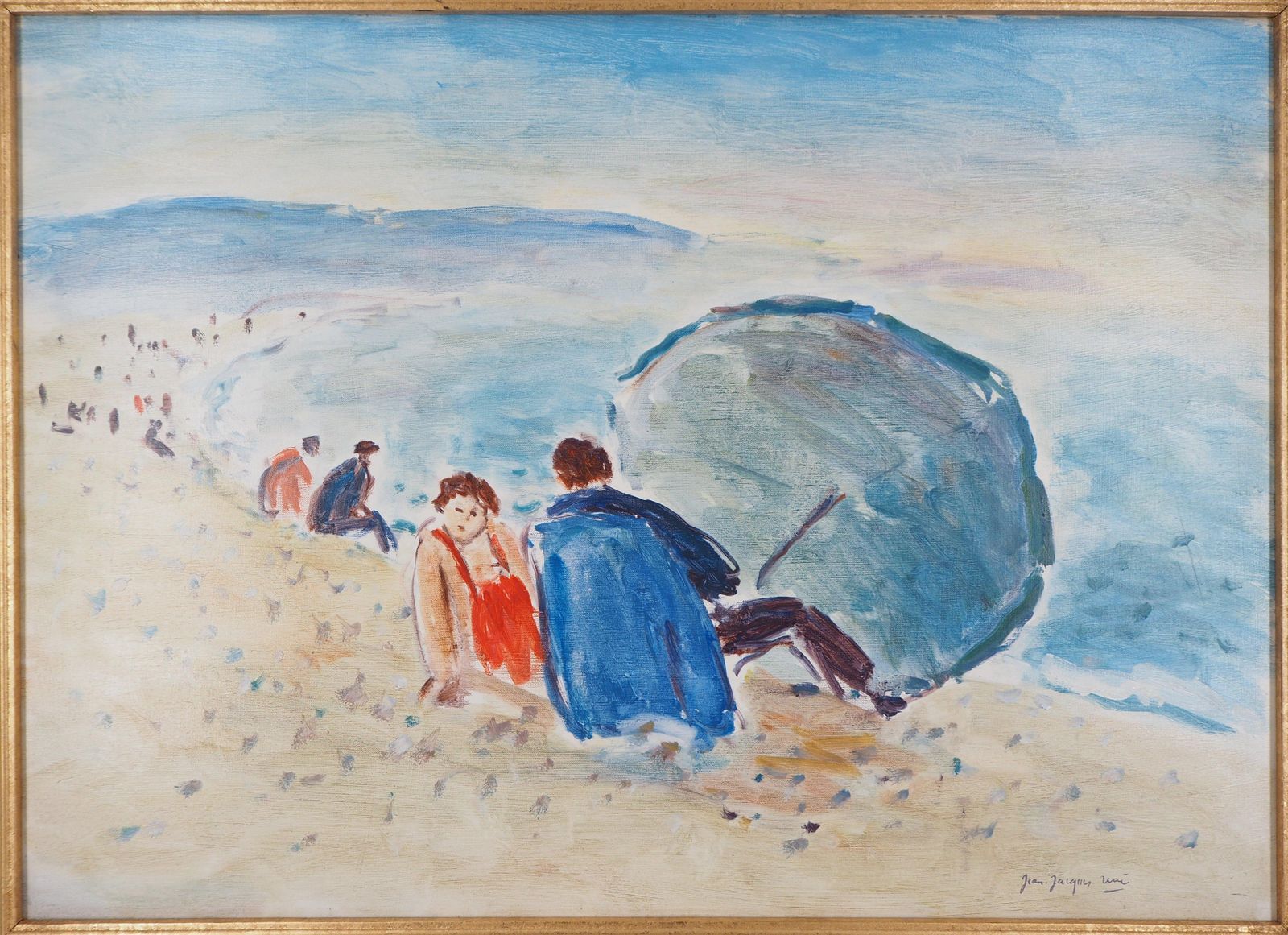Jean Jacques Rene Normandy : Sunny Day In Dieppe   Original Oil On Canvas, Hansigned photo for sale