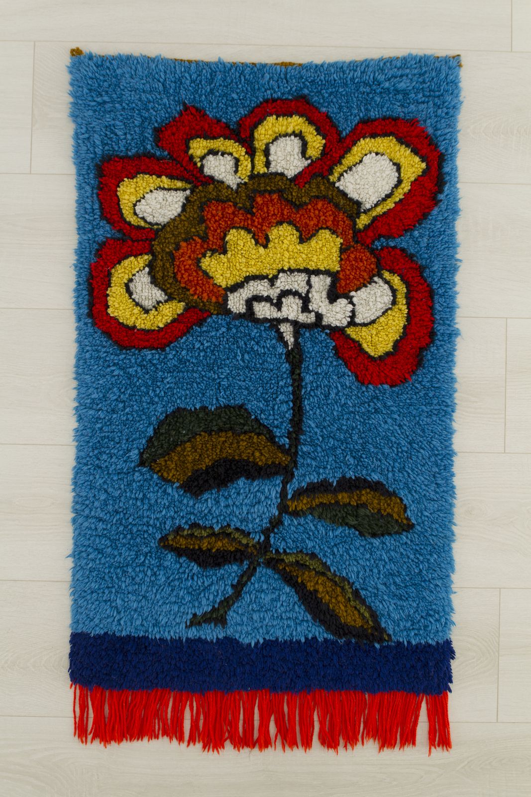 photo for sale Vintage Mid Century Floral Wall Tapestry, Handmade, 1970s