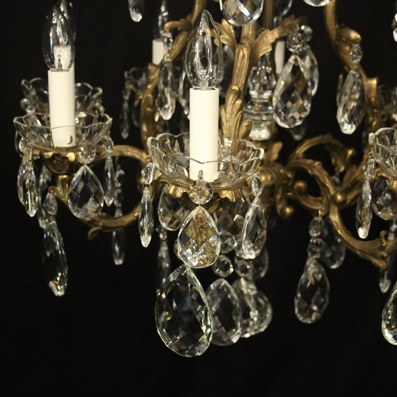French Bronze 8 Light Antique Chandelier photo for sale
