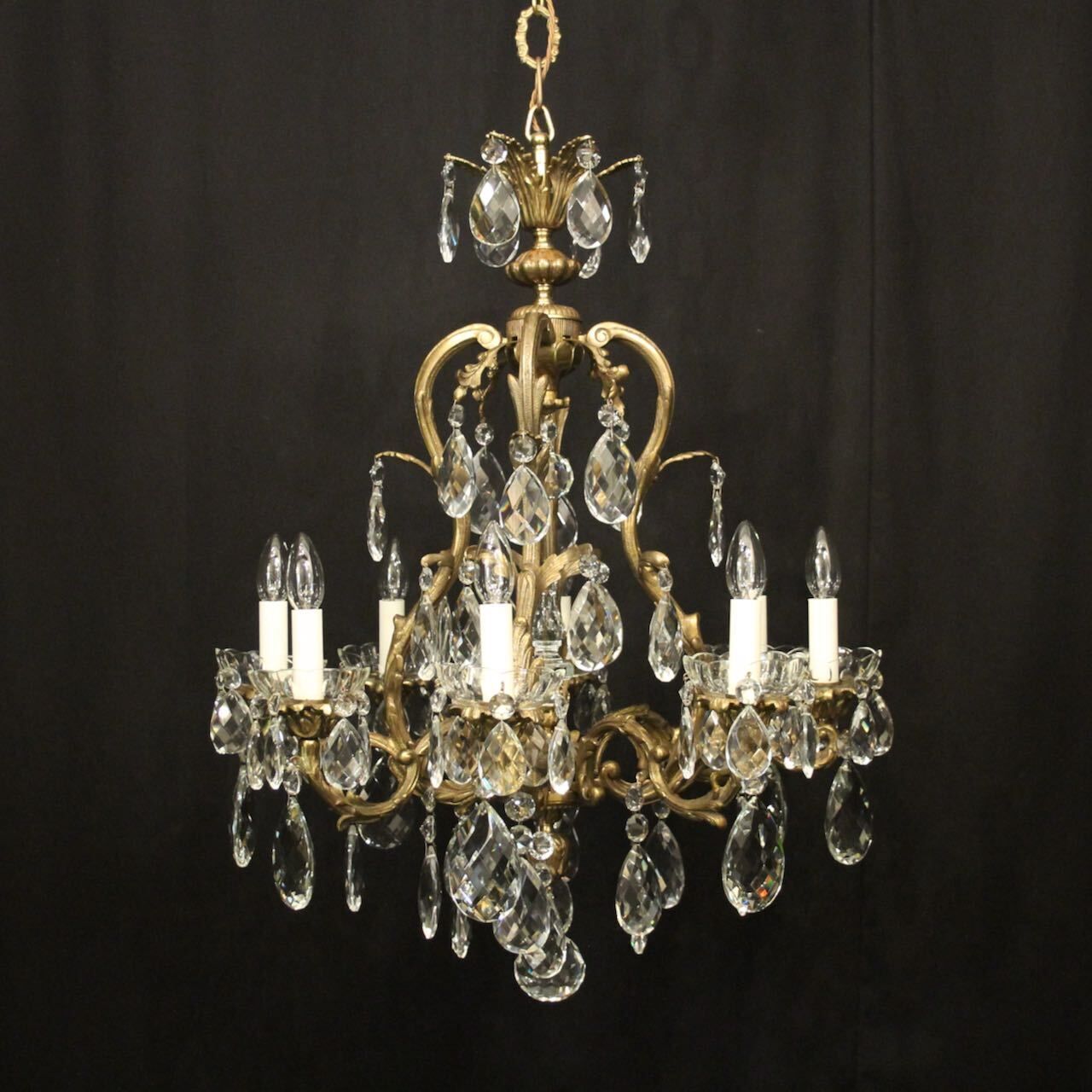 French Bronze 8 Light Antique Chandelier