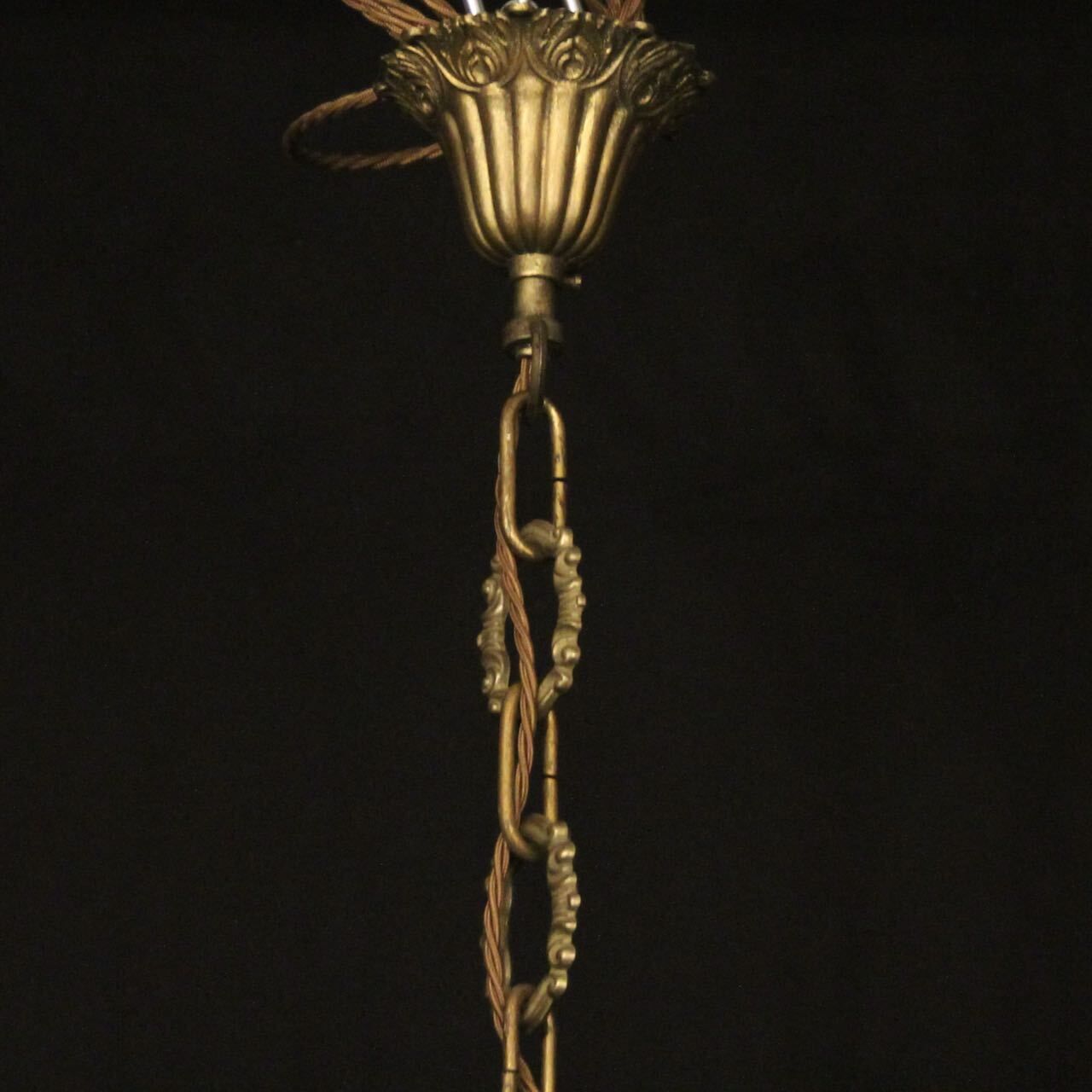 French Bronze 8 Light Antique Chandelier photo vintage