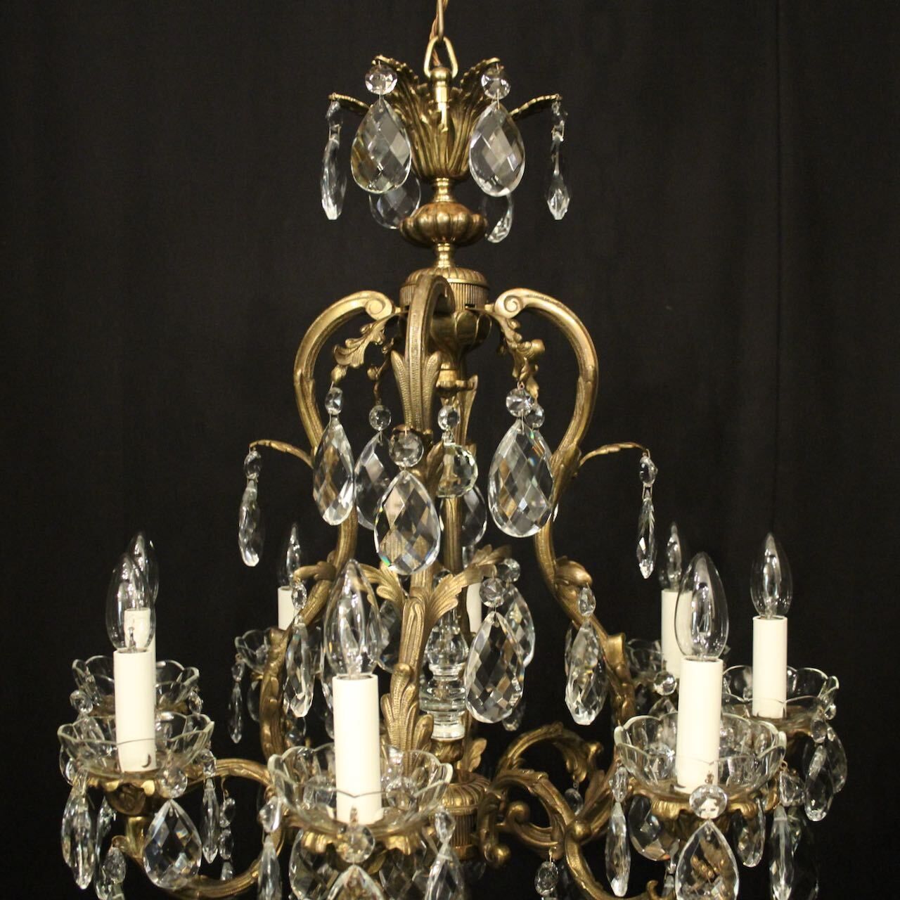 photo for sale French Bronze 8 Light Antique Chandelier