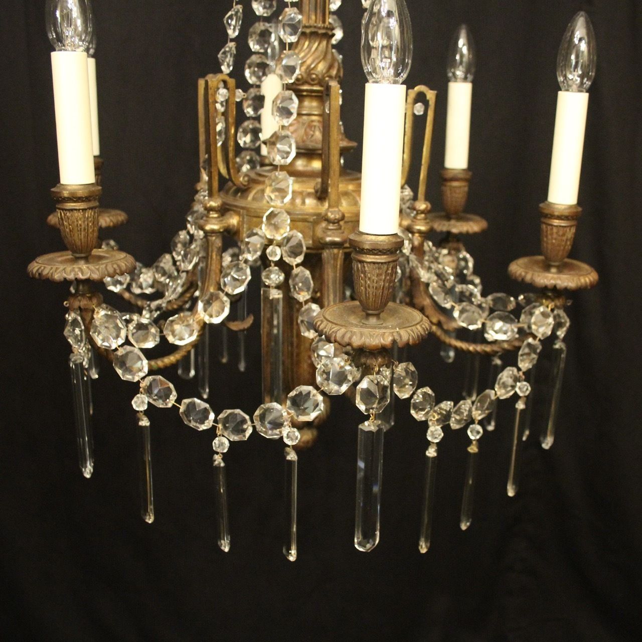 photo furniture French Gilded Bronze 6 Light Antique Chandelier