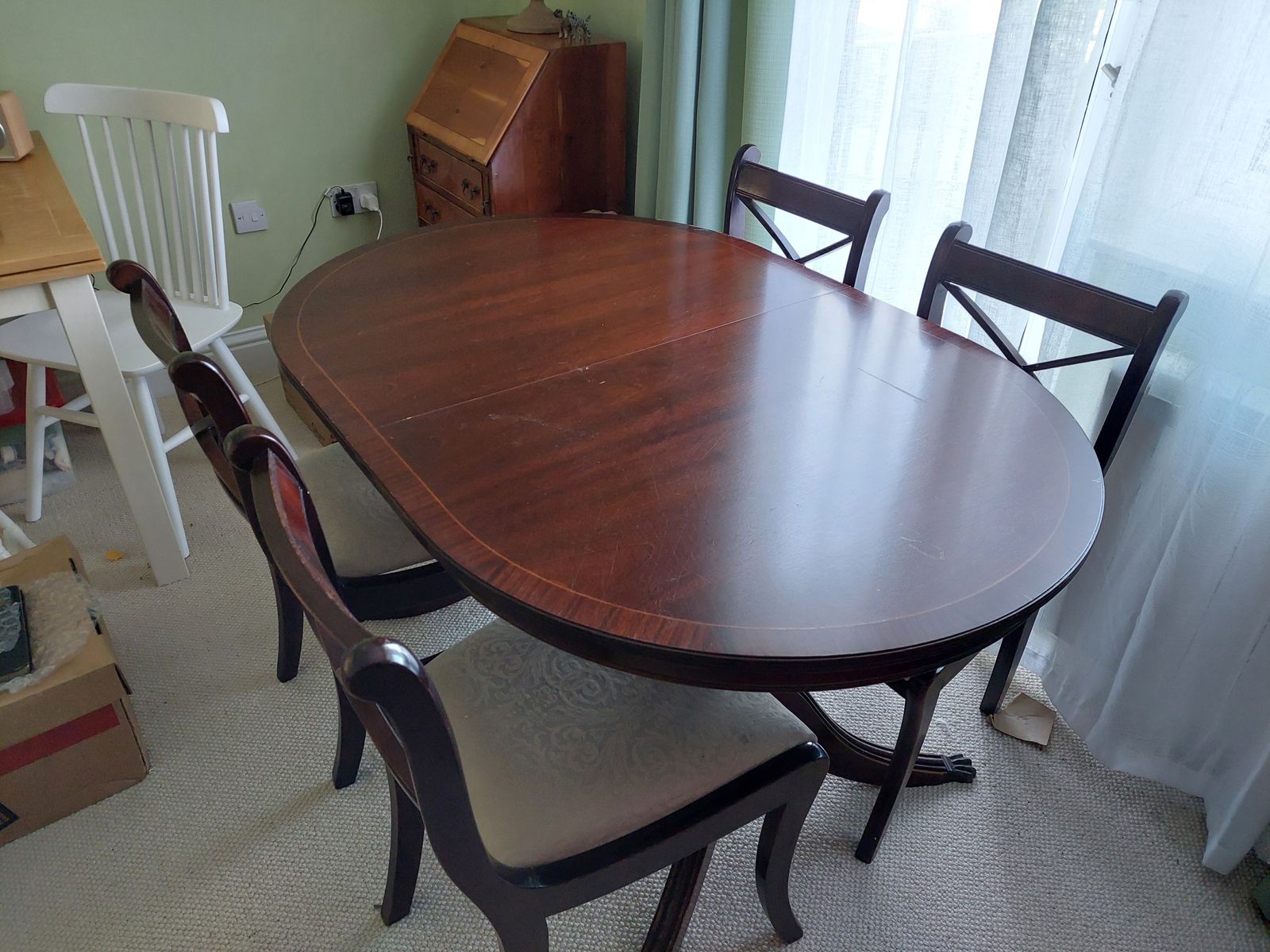 Mid Century Repro Geirge III Claw Foot Mahogany Extendable Dining Table And Four Chairs photo furniture