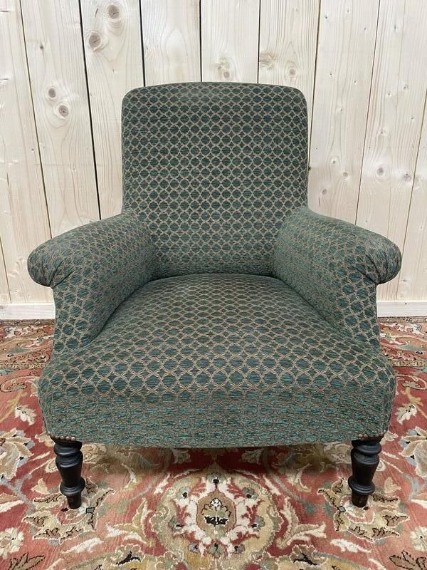 Fauteuil Bergère époque Napoléon III Velours Vert