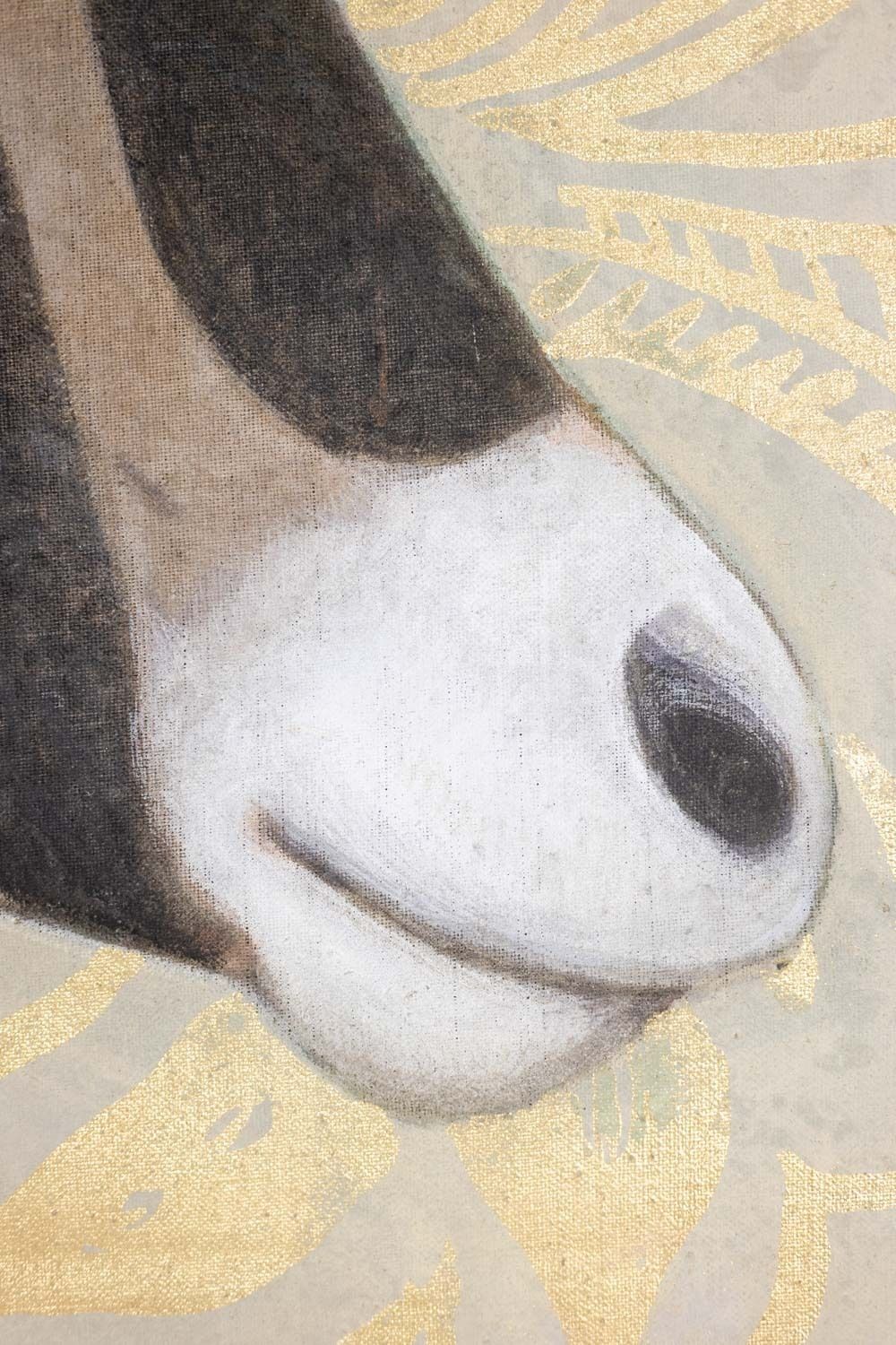 Painted Canvas Representing An Orix On A Gold Background. Contemporary. photo vinterior