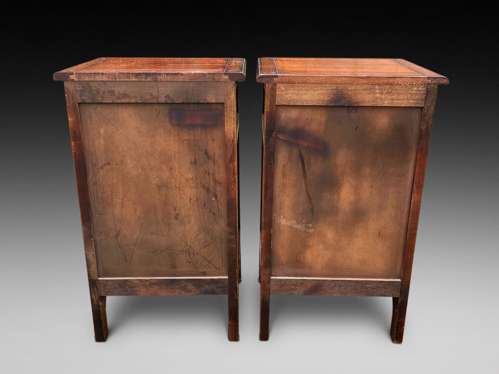 Pair Of Fruitwood Three Drawer Bedsides photo for sale