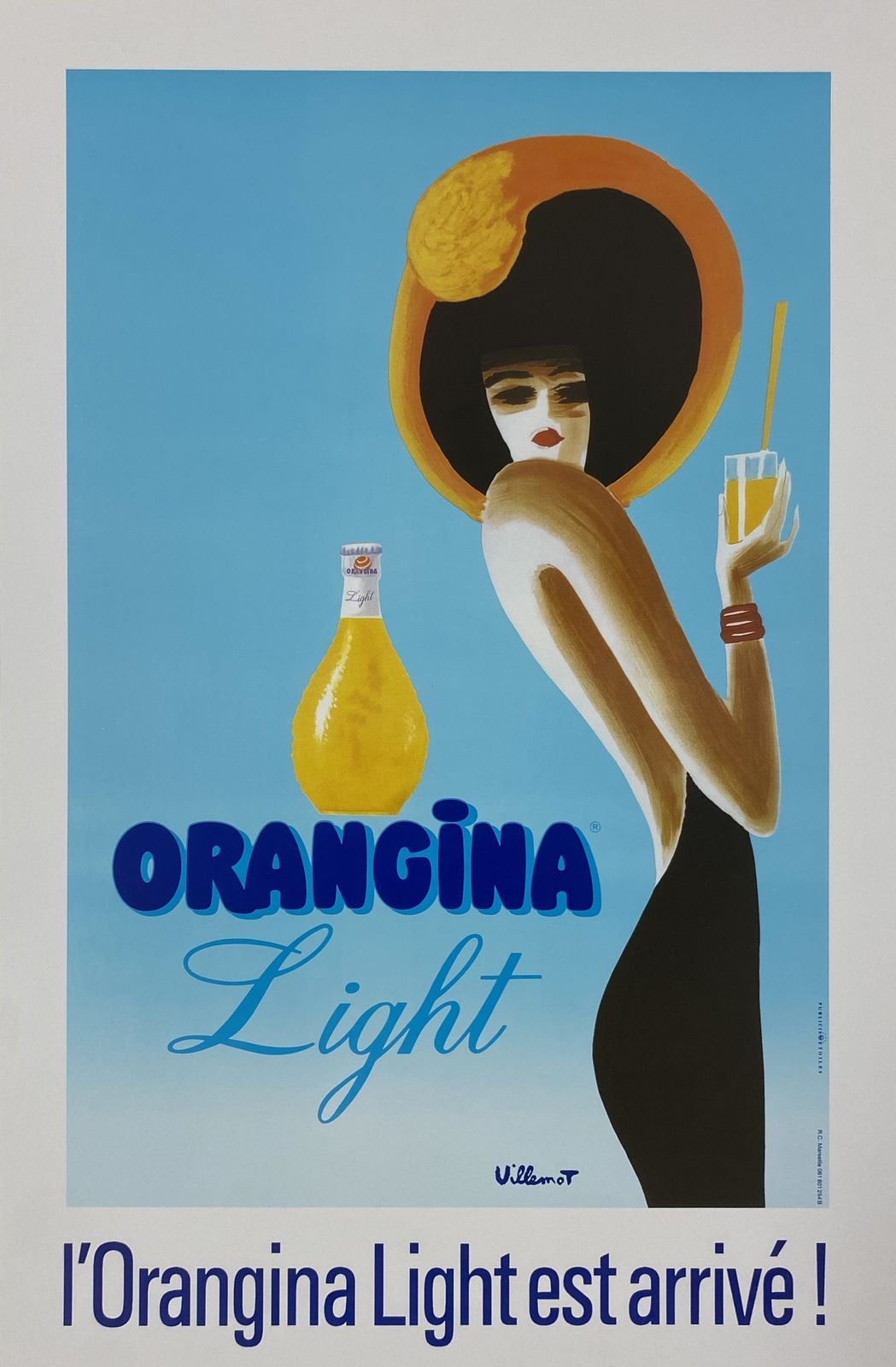 Bernard Villemot, C.A. 1980s   Orangina Light   Original Vintage Poster Cm 60 X 40