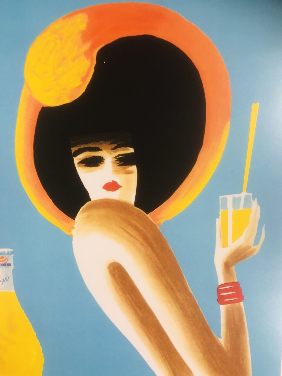 photo vinterior Bernard Villemot, C.A. 1980s   Orangina Light   Original Vintage Poster Cm 60 X 40