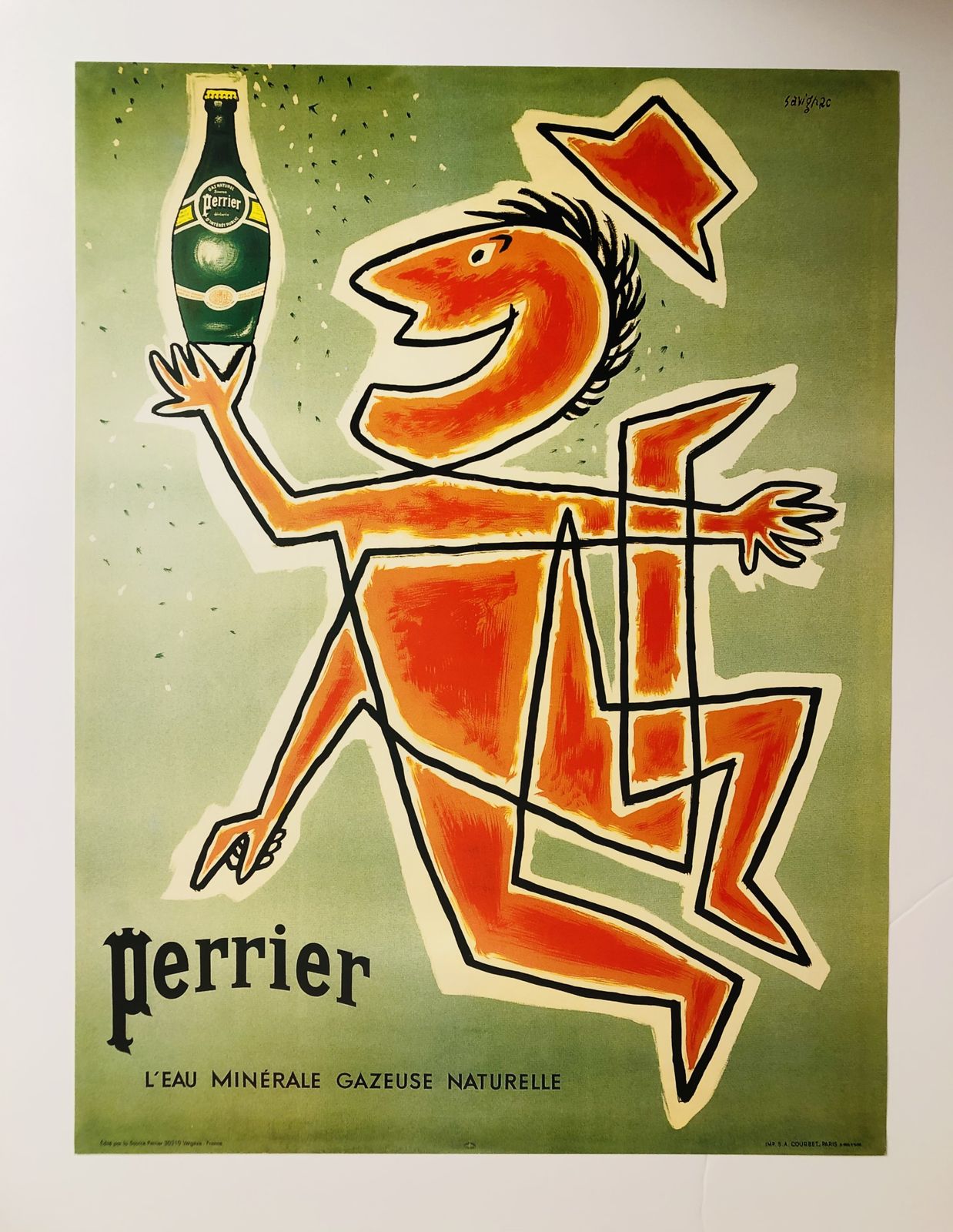 photo vinterior Raymond Savignac, C.A. 1995   Perrier   Original Vintage Poster Cm 60 X 45,5