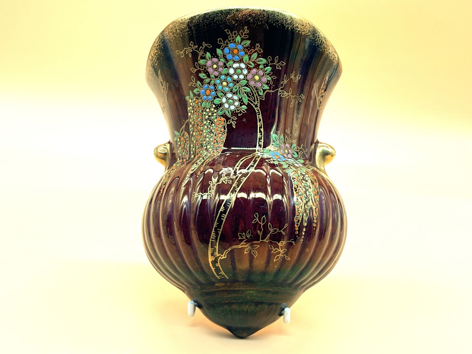 Vintage Crown Devon Fieldings Pottery Rouge Royale Lusterware Butterfly Wall Pocket / Vase. A158. 5006.
