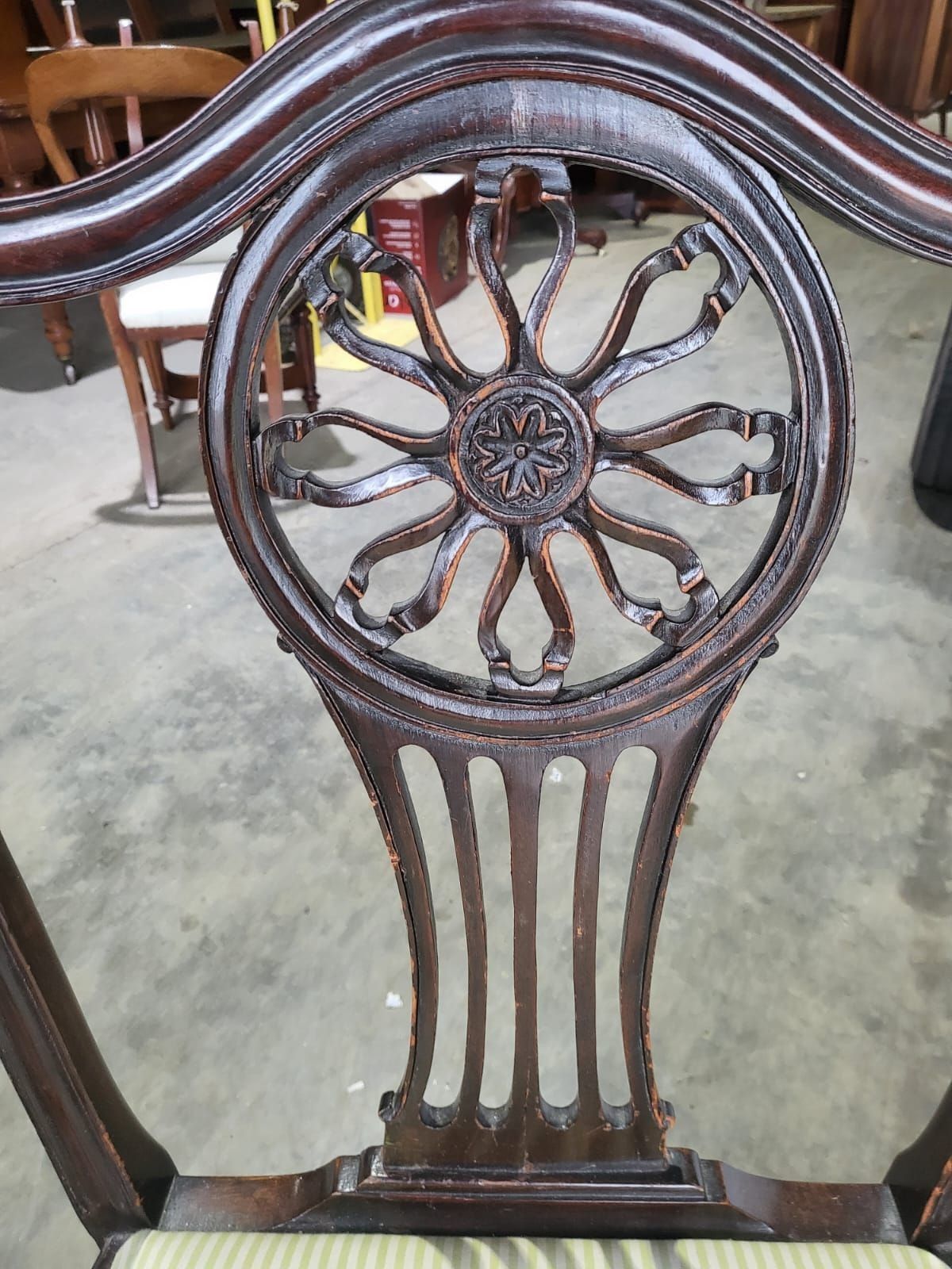 Six Antique Serpentine Georgian? Mahogany Dining Chairs Slat Back Carvers photo 330.0