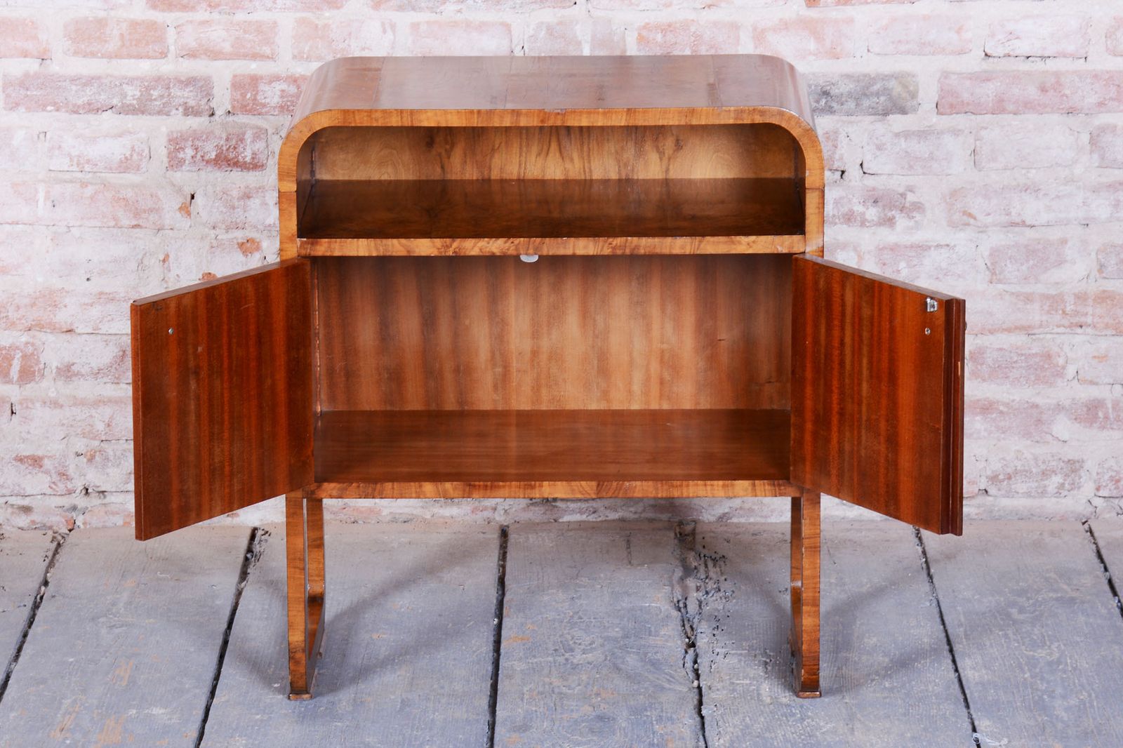 photo furniture Restored Art Deco Cabinet, Walnut, Veneer, Revived Polish, Czech, 1920s