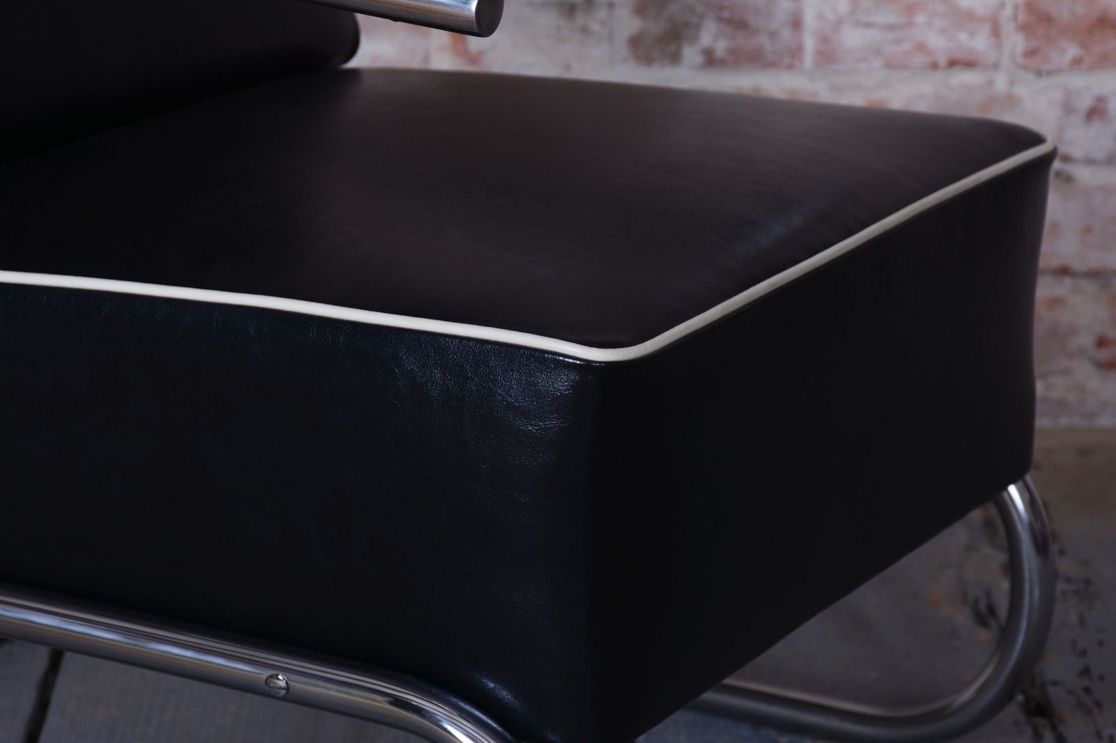 photo for sale Pair Of Restored Bauhaus Armchairs, Mücke Melder, Leather, Chrome, Czech, 1930s