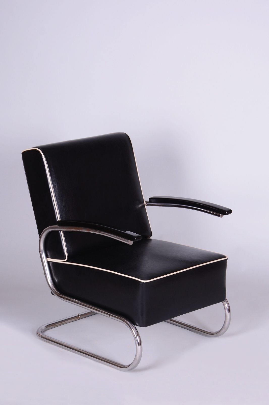 2700.0 Pair Of Restored Bauhaus Armchairs, Mücke Melder, Leather, Chrome, Czech, 1930s photo