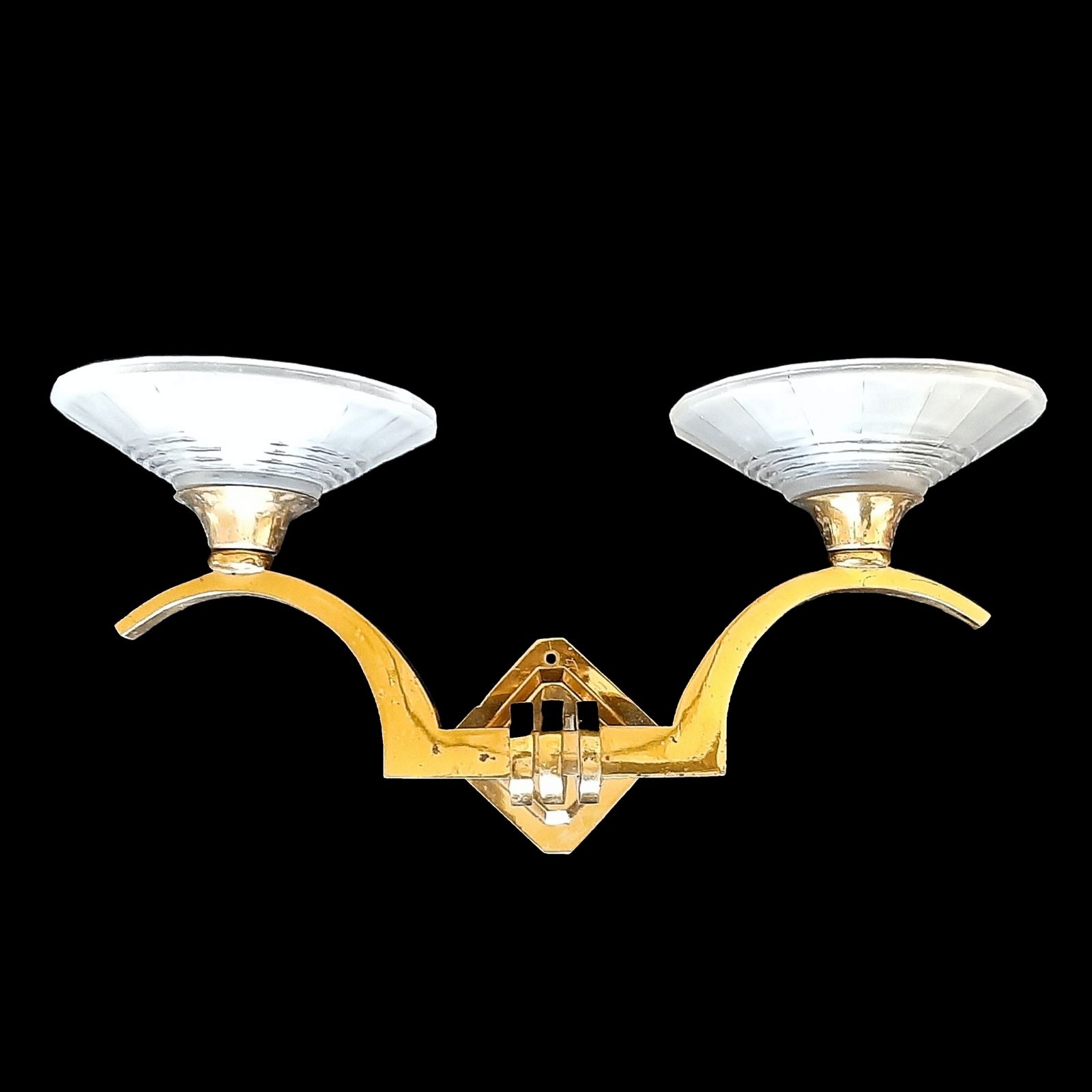 Pair Of Art Deco Wall Sconces For Living Or Dining Room Unique Sleek Design Quality Craftsmanship France 1930s photo vintage
