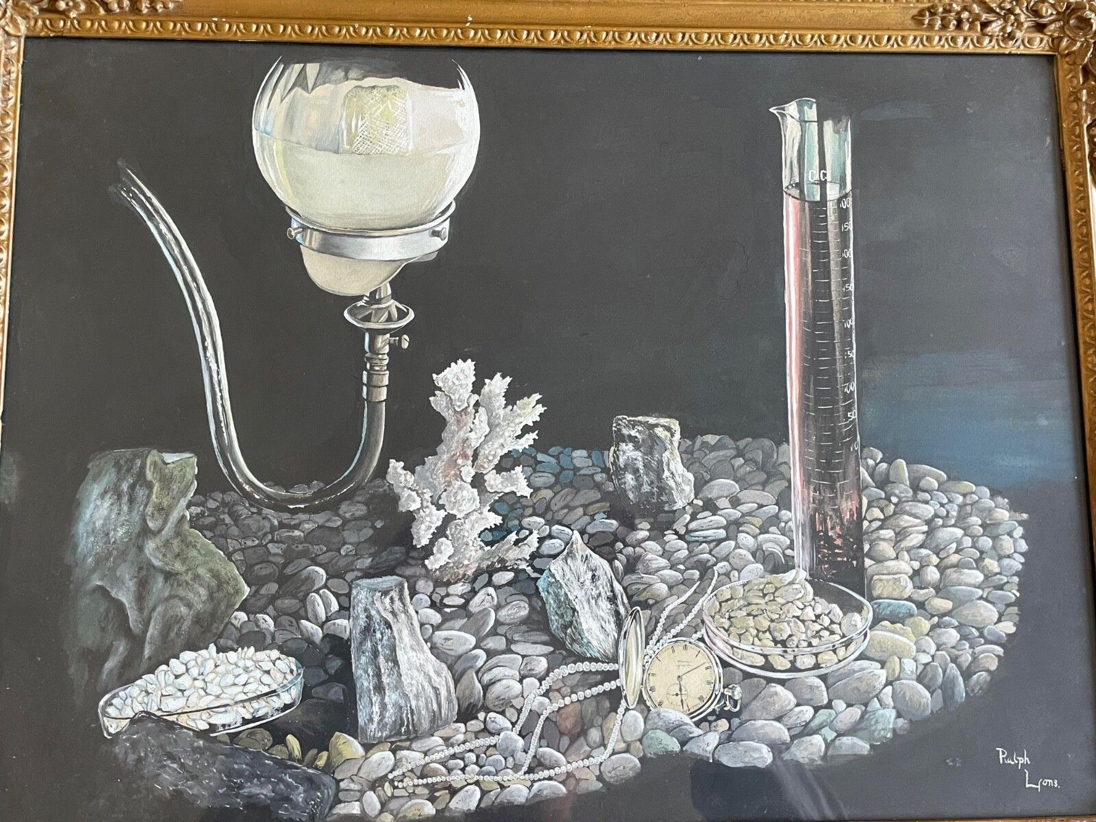 Antique 1900s Ralph Lyons English Apothecary Still Life Watercolour Painting. photo for sale