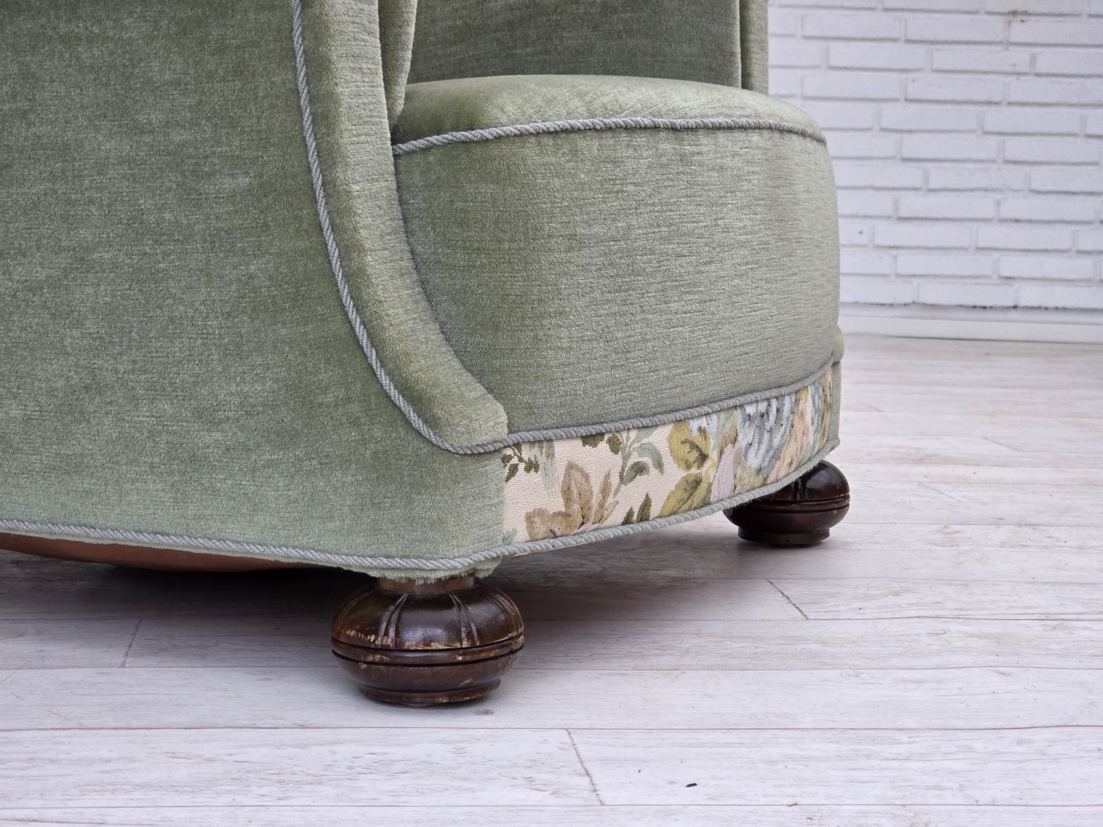 1970s, Danish Relax Armchair, Green Furniture Velour, Original Condition. photo 1690.0