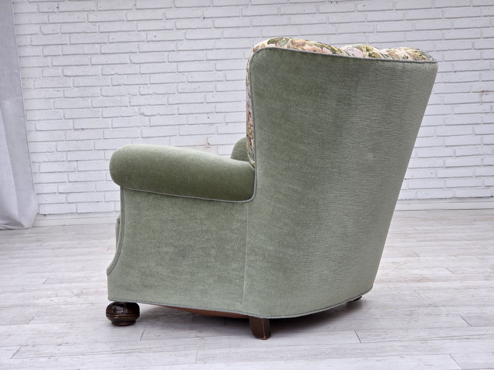 Meubels Ca. Jaren 1970, Deense Relax Fauteuil, Groen Meubelvelours, Ongerestaureerde Staat. photo