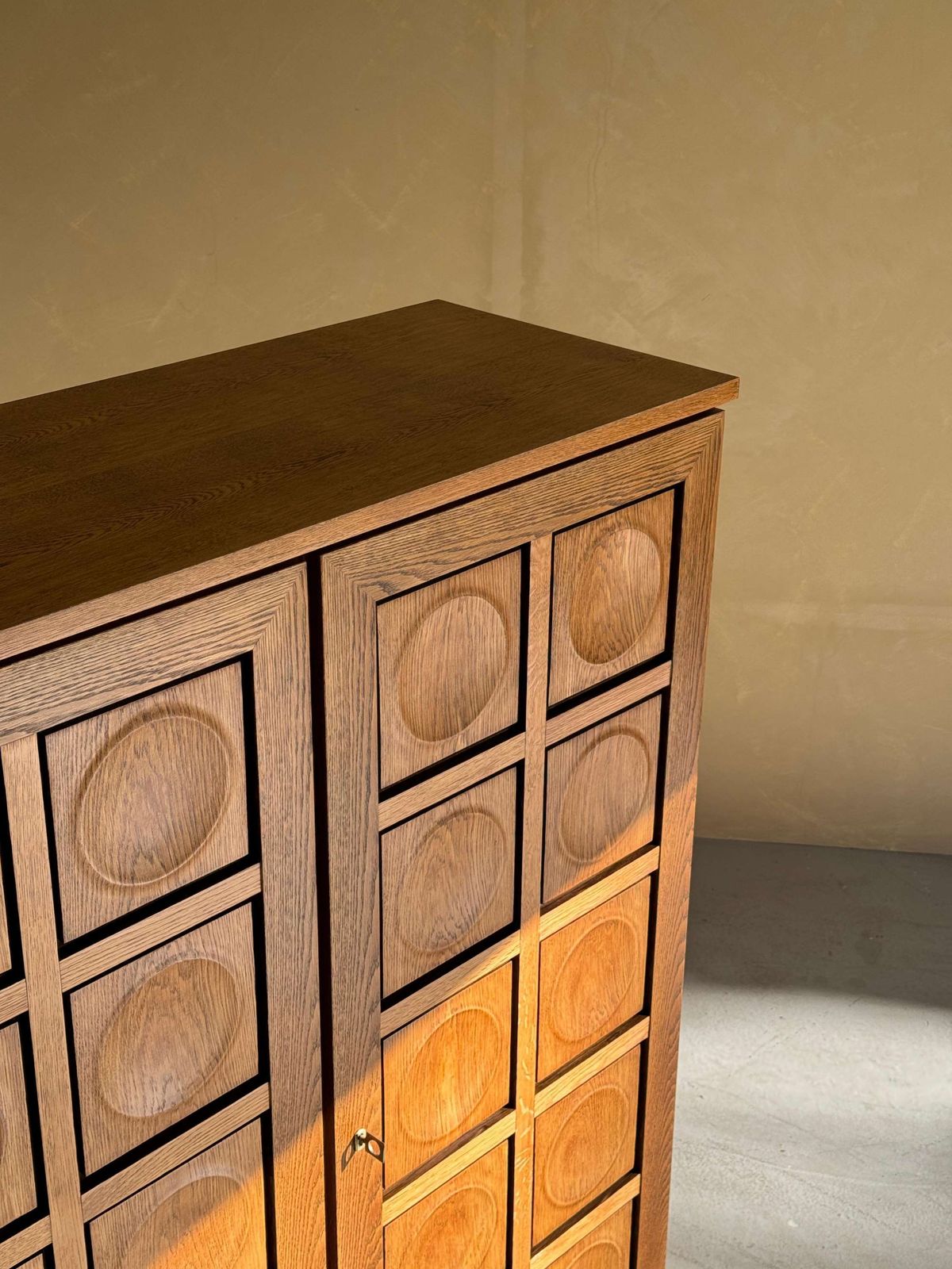 Naturel Eiken Brutalistisch Highboard, Jaren 1980 photo 3750.0