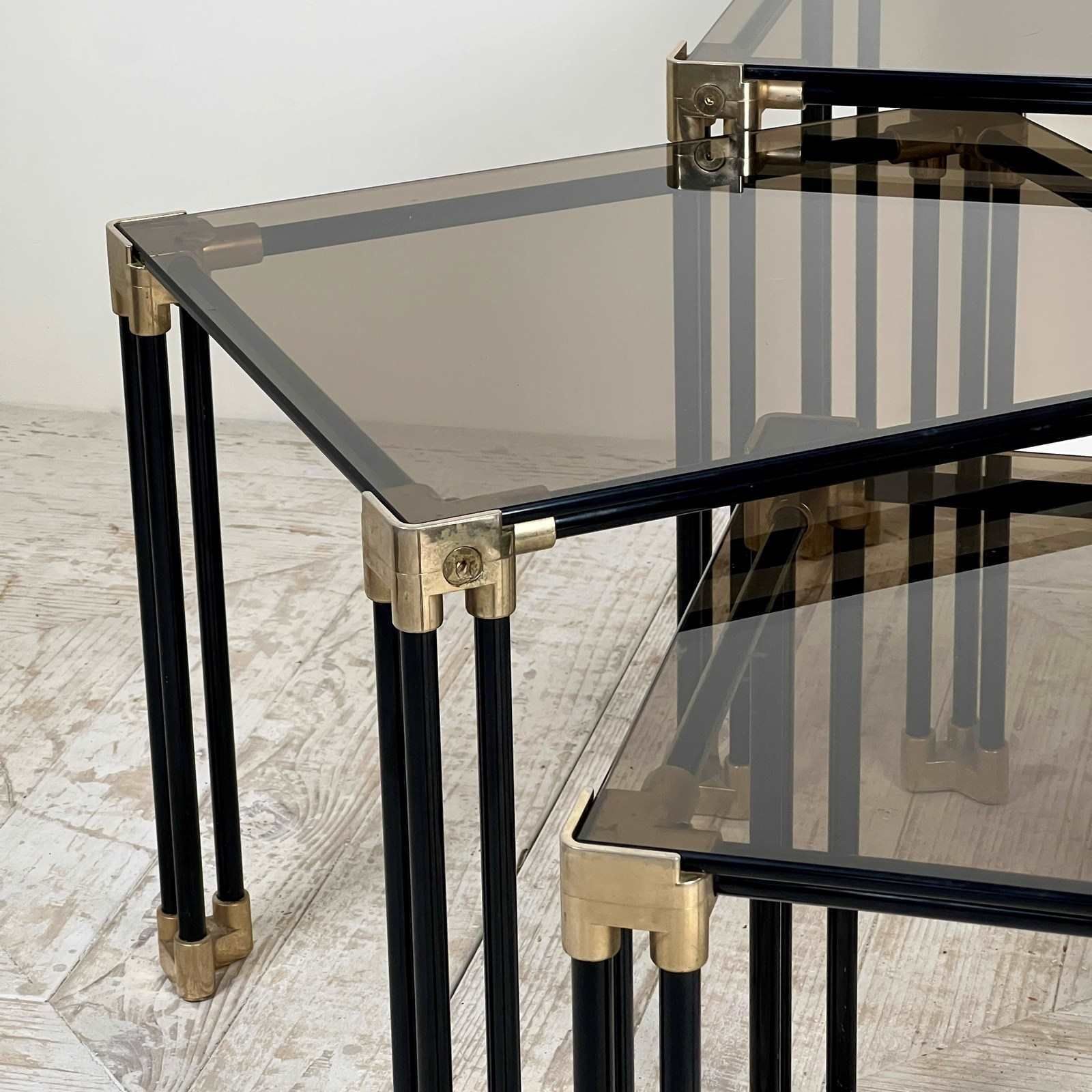 Italian Smoked Glass Nest Of Tables photo vinterior