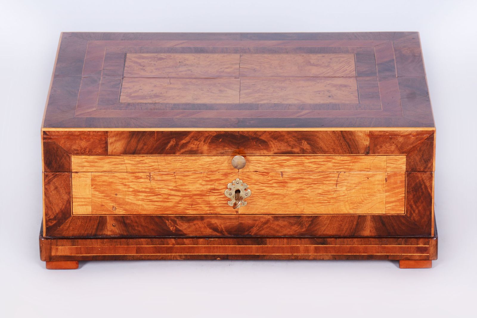 Restored Biedermeier Jewelry Box, Ash, Maple, Spruce, Walnut, Czech, 1820s photo Home Decor