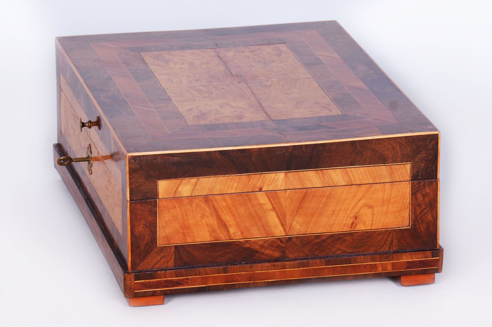 Restored Biedermeier Jewelry Box, Ash, Maple, Spruce, Walnut, Czech, 1820s photo 550.0