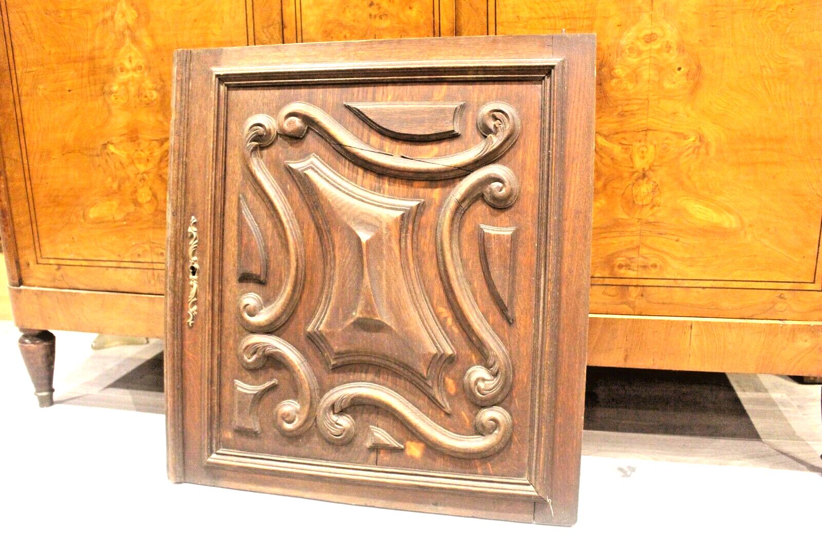 Arts & Crafts Antique Oak Carved Cupboard Cabinet Door Wall Panels photo 137.0