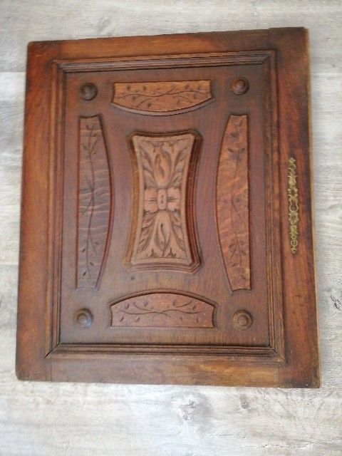 French Arts & Crafts Antique Oak Carved Cupboard Cabinet Door Wall Panels photo 137.0