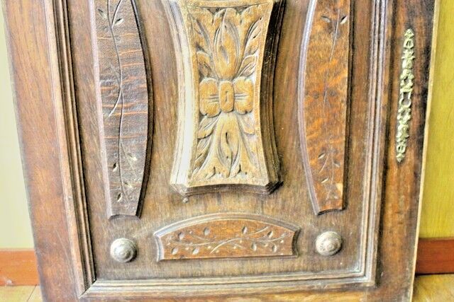 photo vinterior French Arts & Crafts Antique Oak Carved Cupboard Cabinet Door Wall Panels