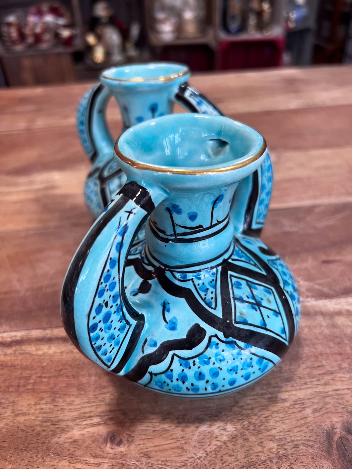 Moorish Hand Painted Tunisian Vases By Azouz Kharraz photo furniture