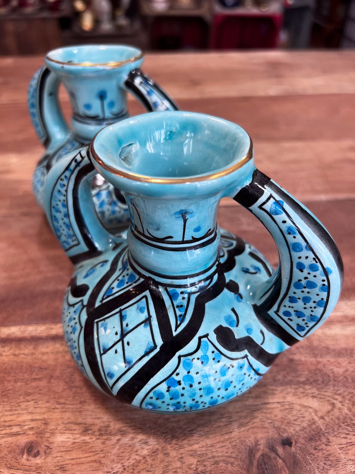 Moorish Hand Painted Tunisian Vases By Azouz Kharraz photo vinterior